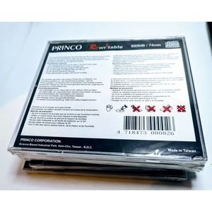5 Princo Rewritable CD-RW Disks Sealed 650mb 74Min Disc Media Slim Case